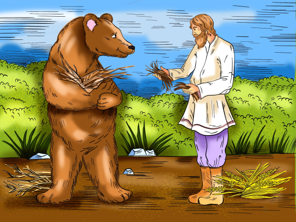 Сказка дед и медведь вершки и корешки