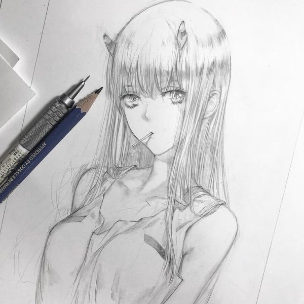 Аниме Zero two скетч