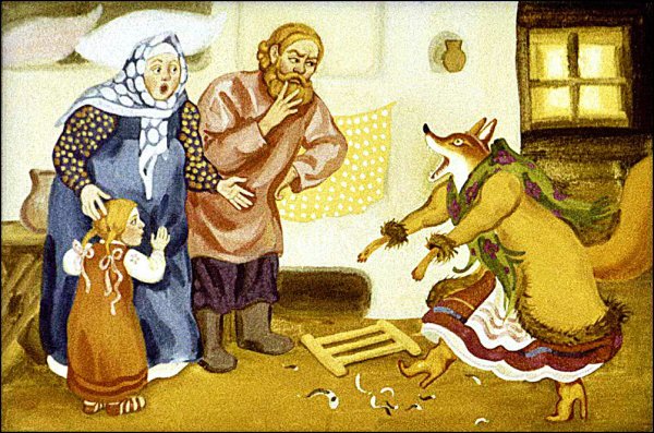 Лиса со скалочкой сказка