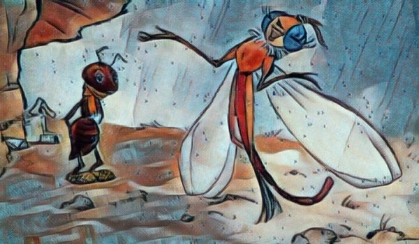 Басня «Стрекоза и муравей». Художник а. Репников