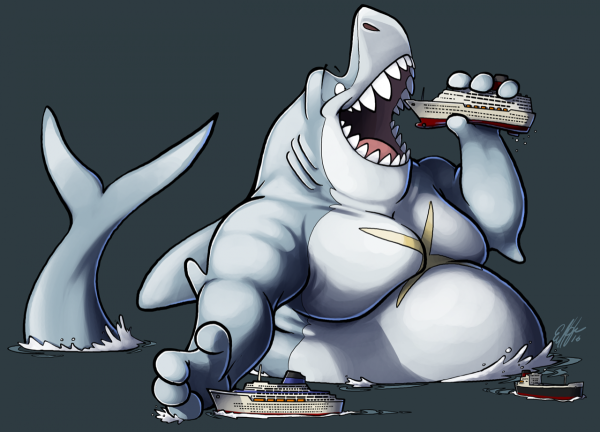 Anthro Shark fat belly