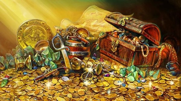 Сундук с золототыми монетами
