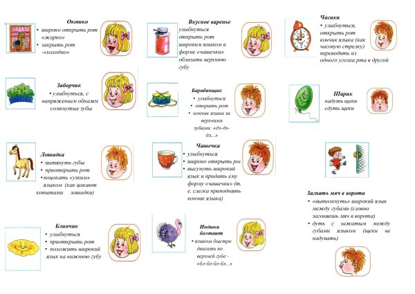 Задания логопеда артикуляционная гимнастика