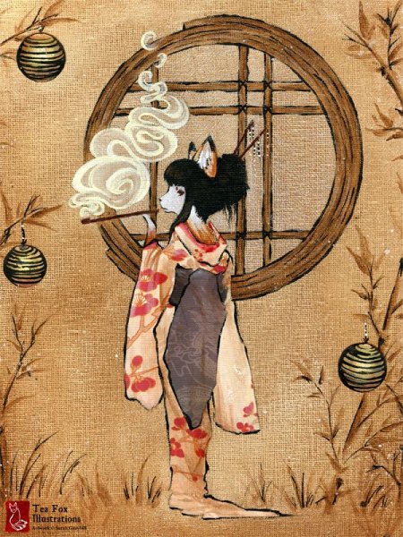 Tea Fox illustrations Кицунэ
