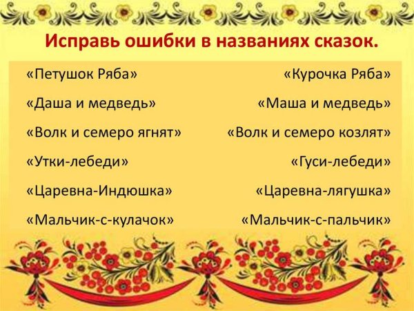 Викторина по сказкам