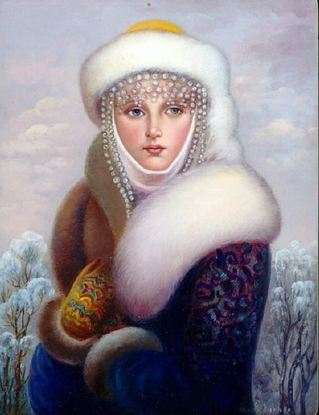 Дубовикова Галина. Федоскинская лаковая миниатюра. Снегурочка.