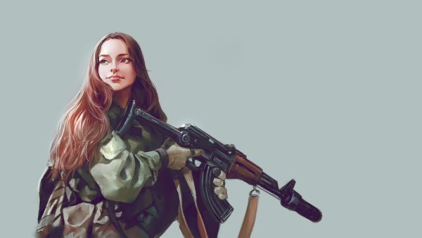 Девушка с автоматом арт