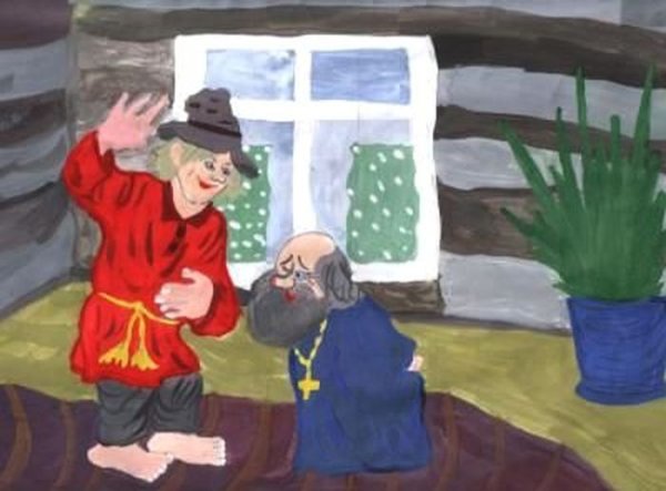 Поп и Балда рисунок детский