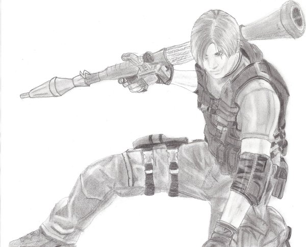 Леон Кеннеди Resident Evil 4 рисунок