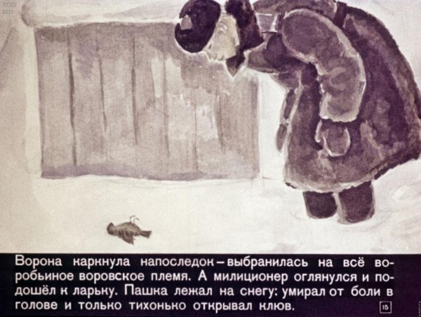 Диафильм растрепанный Воробей Паустовский