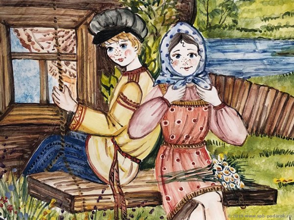 Лавочка в русском стили рисунок