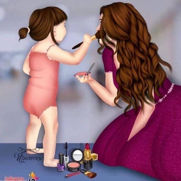 Мамы и дочки - милые картинки #к.. | Скрапбукинг | VK | Мама, Скрапбукинг, Картинки