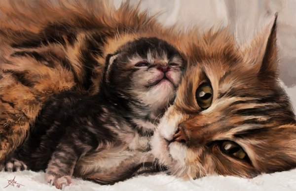 Кошки со своими котятами