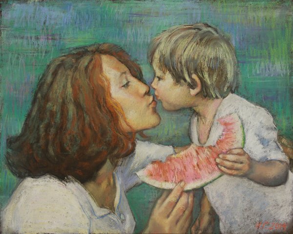 Ребенок и взрослый живопись