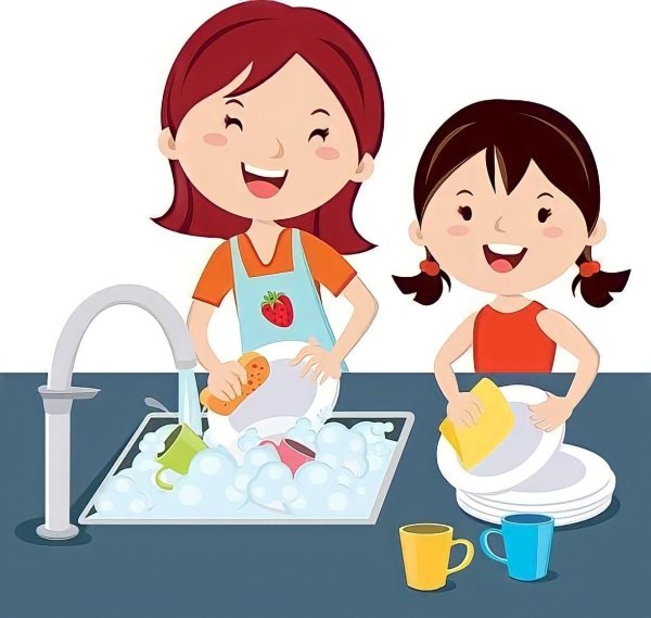 Wash the dishes рисунок для детей