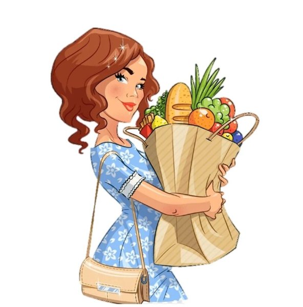 Мама с сумкой с продуктами