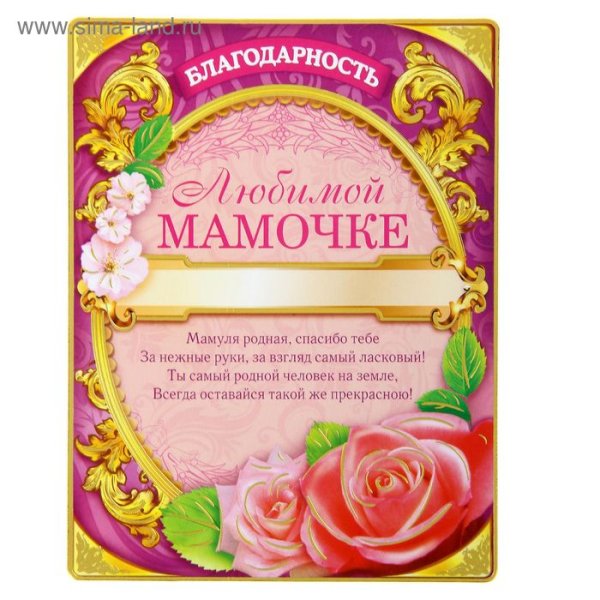 Диплом самой лучшей маме