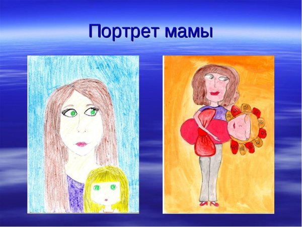 Портрет мамы детский рисунок