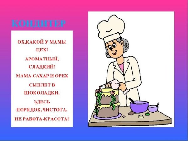 Профессия кондитер для детей