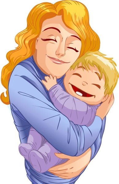 Мама обнимает малыша