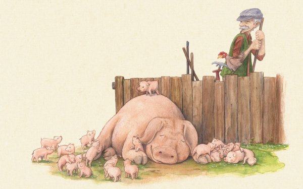 Рисунок свиноматки с поросятами