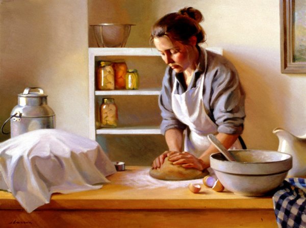Хозяйка на кухне живопись