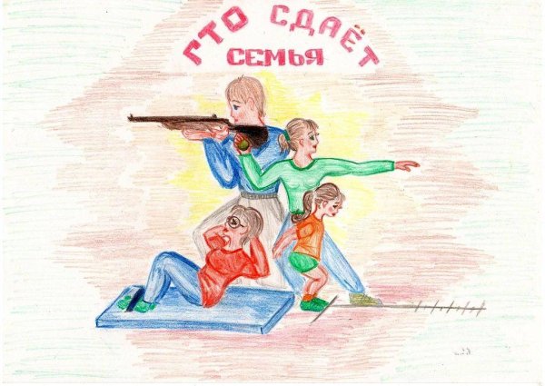 Всей семьей в ГТО рисунок