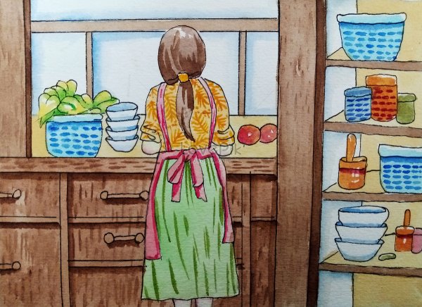 Мама на кухне рисунок
