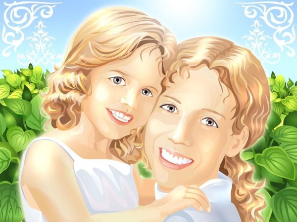 Мама с ребенком рисунок