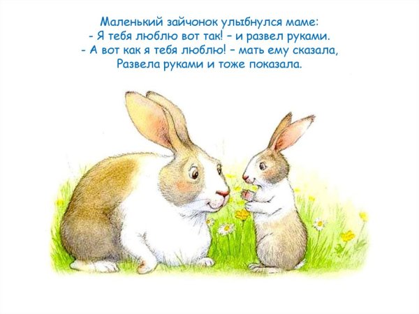 Маленький Зайчонок улыбнулся маме