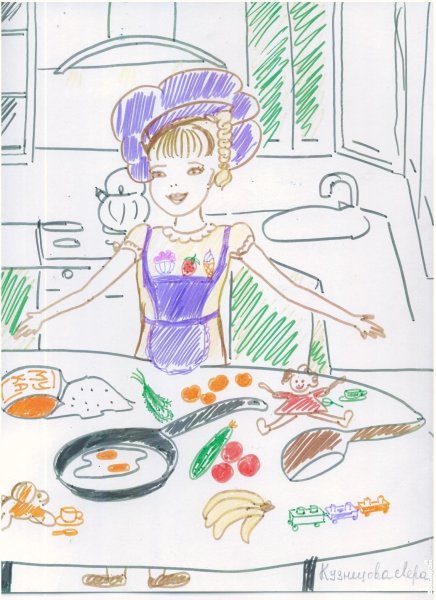 Рисование с детьми мама на кухне