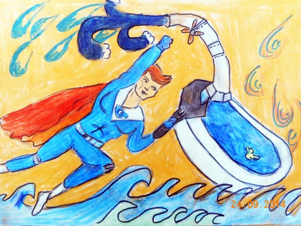 Рисунок на тему Супергерой воды