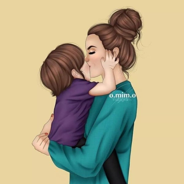 Мама и сын рисунок
