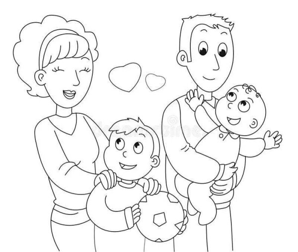 Черно белый семья и ребёнок