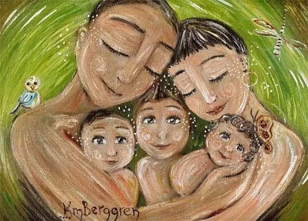 Семья с тремя детьми иллюстрации