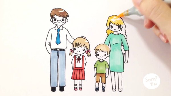 Рисунок папы мамы и сестры