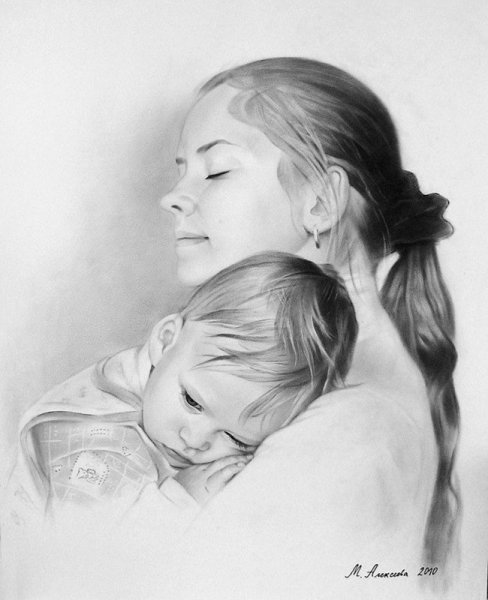 Рисование мамы с ребенком