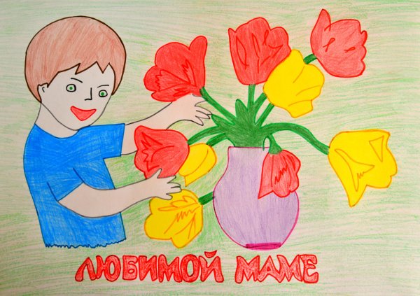 Цветы для мамы рисунок