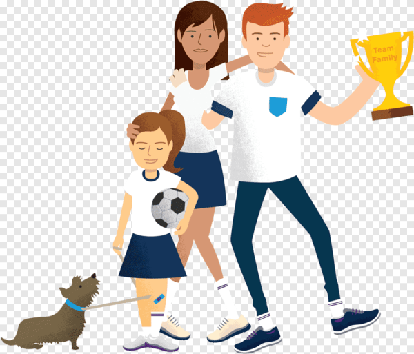 Спортивная семья на прозрачном фоне