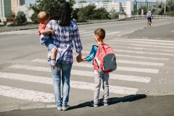 Родители и дети на дорогоге