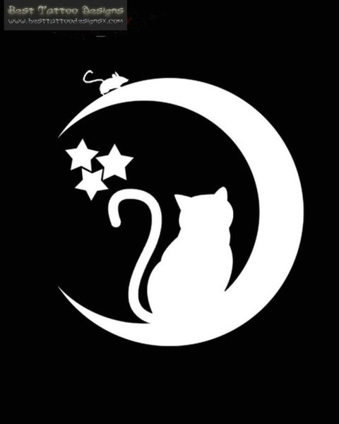 Кошка на Луне трафарет