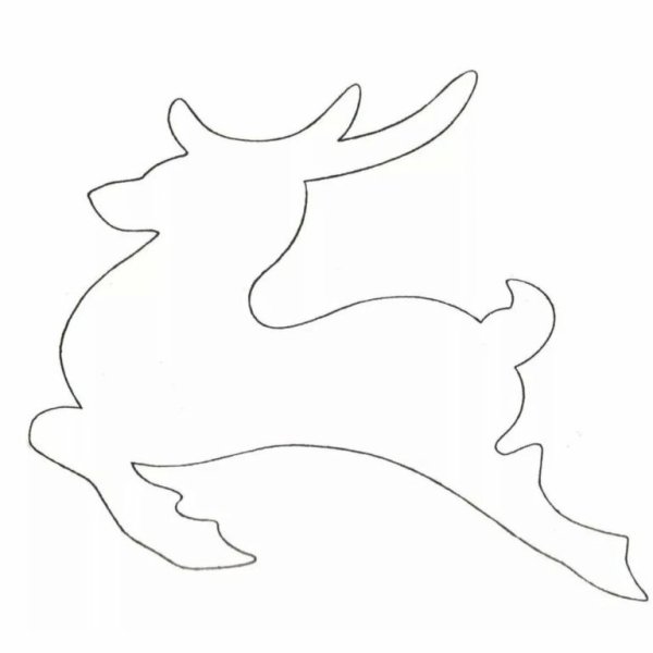Новогодний олень трафарет