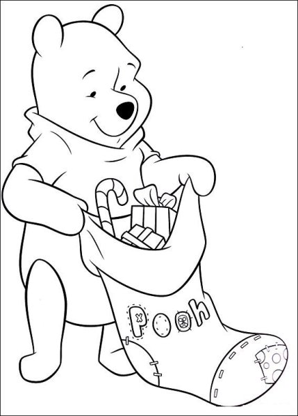 Новогодний Винни пух раскраска