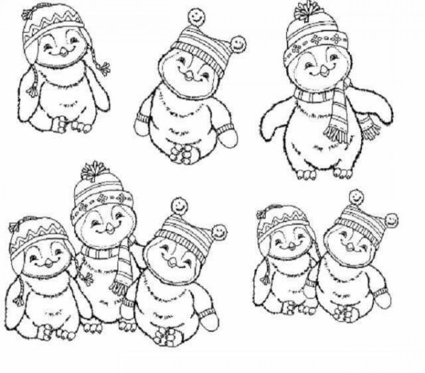 Новогодний Пингвин раскраска