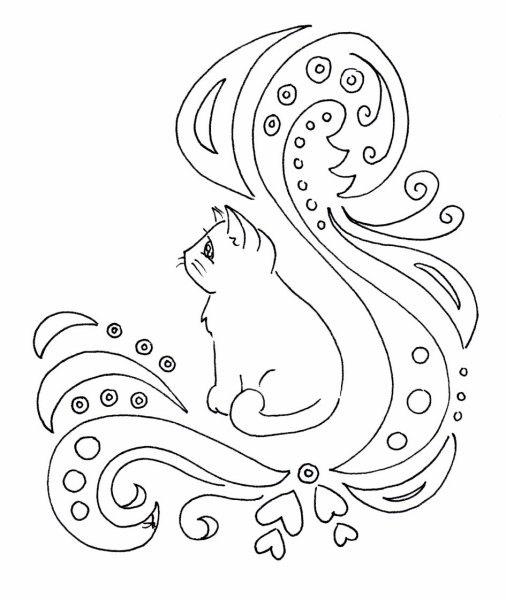 Кошки Гжель раскраска