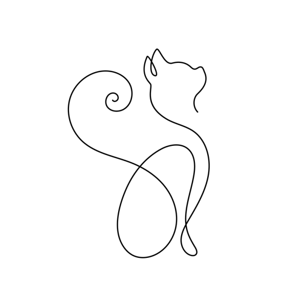 Силуэты кошек линиями