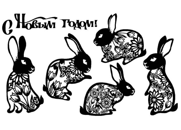 Трафареты кролика на новый год