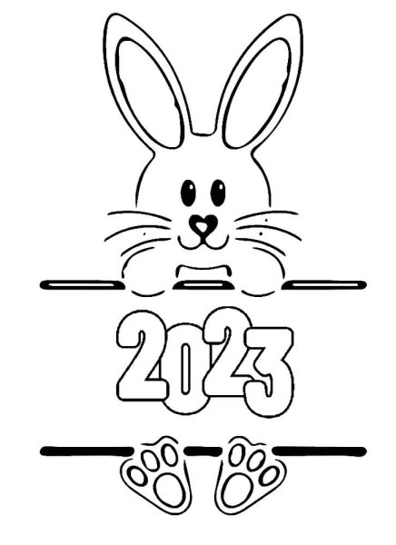Раскраска новый год 2023 кролик