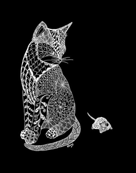 Точечная роспись коты