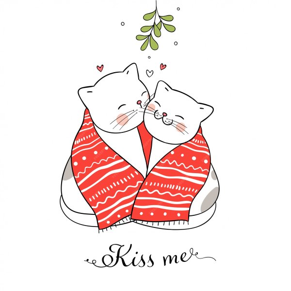 Влюбленные котики вектор